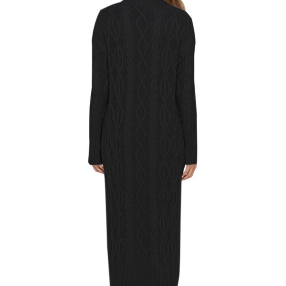 Black Long Cable Knit Cardigan M - Picture 10 of 11